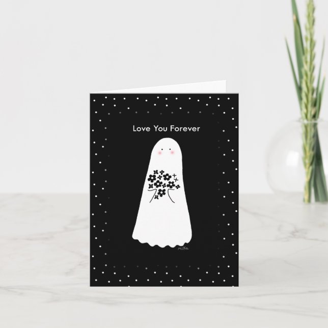 Goth Valentine Anniversary Creepy Cute Ghost Boo Card (Front)