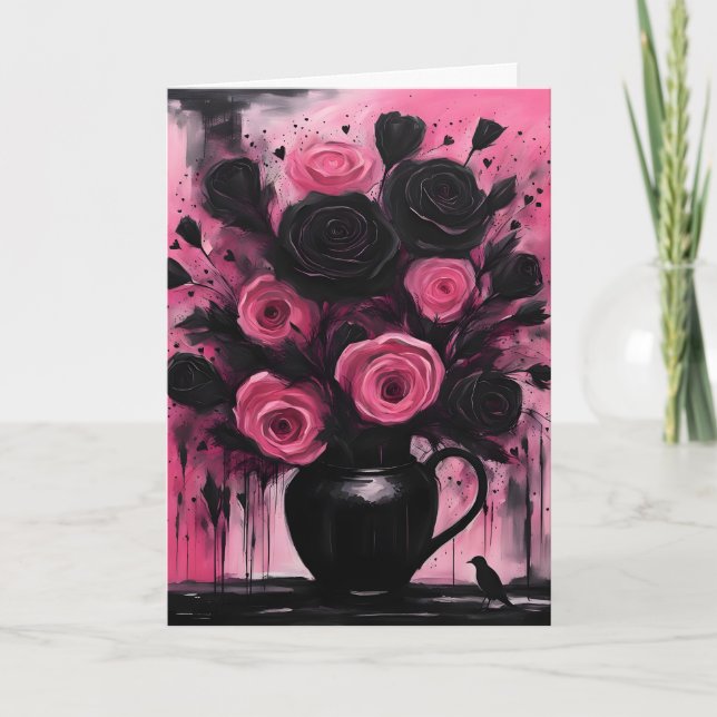 Goth Valentine Grunge Bouquet Valentine Card (Front)