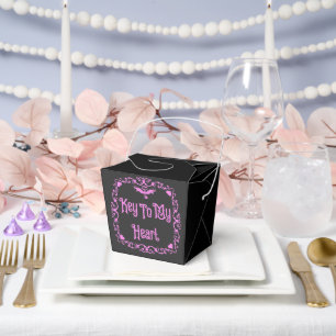 Goth Valentine Key To My Heart Pink Favour Box