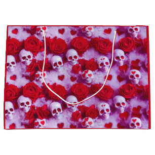 Goth Valentine's Day Gift Bag with Skulls