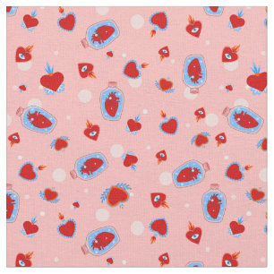 goth valentines pink sacred human hearts fabric