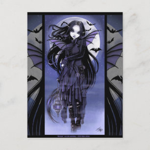 Goth Vampire Bat Fairy Purple Moon Morgan Postcad Postcard