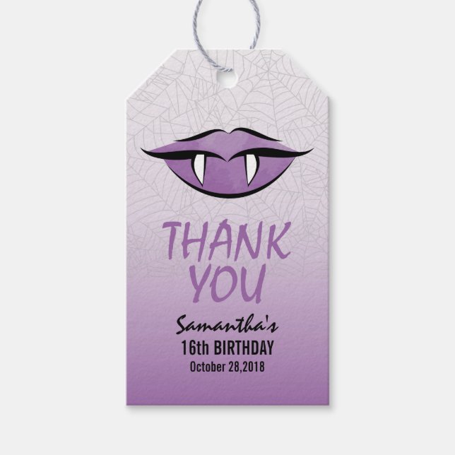 Goth Vampire Halloween Birthday Thank You Gift Tag (Front)