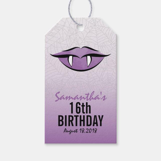 Goth Vampire Lips Halloween Birthday Gift Tag (Front)