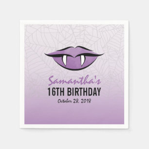 Goth Vampire Lips Halloween Birthday Paper Napkin