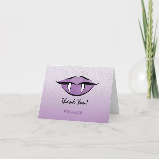 Goth Vampire Lips Halloween Birthday Thank You Card (Front)