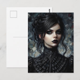 Goth Victorian Woman In Black Postcard