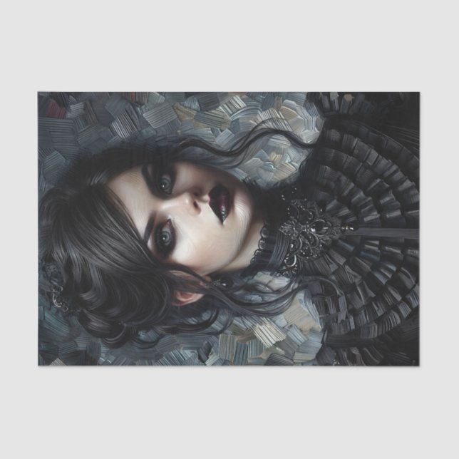 Goth Victorian Woman In Black Tissue Paper (Front)