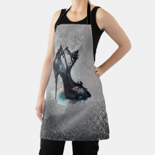 Goth Vogue Grunge   Teal Splash Stiletto High Heel Apron
