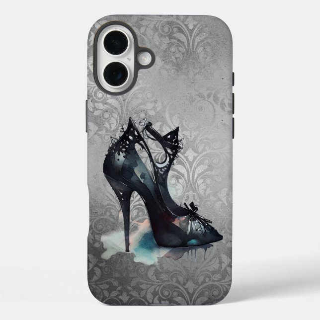 Goth Vogue Grunge | Teal Splash Stiletto High Heel Case-Mate iPhone Case (Back)