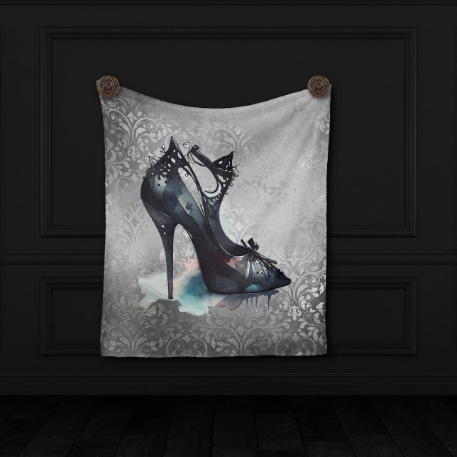 Goth Vogue Grunge | Teal Splash Stiletto High Heel Fleece Blanket (Creator Uploaded)