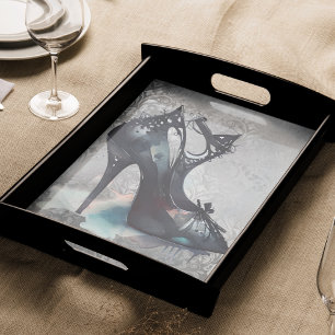 Goth Vogue Grunge Teal Splash Stiletto High Heel Tissue Paper