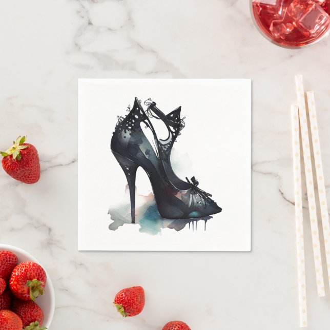Goth Vogue | Teal Splash and Stiletto High Heel Napkin (Insitu)