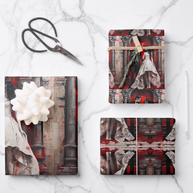 Goth Wedding Couple  Wrapping Paper Sheet (Front)