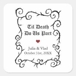 Goth Wedding Favor Customizable Gothic Style Gift  Square Sticker