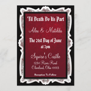 Goth Wedding Invitation in Black and Red