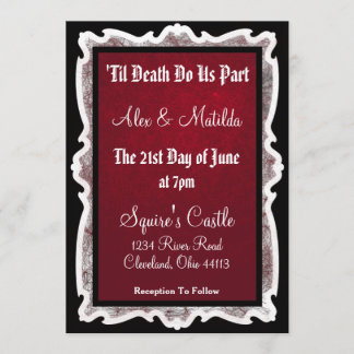 Goth Wedding Invitation in Black and Red