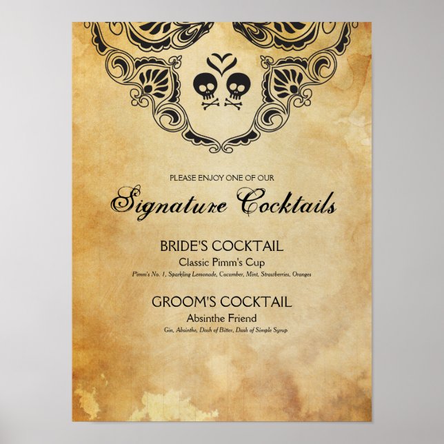 Goth Wedding Signature Cocktail Sign Halloween (Front)