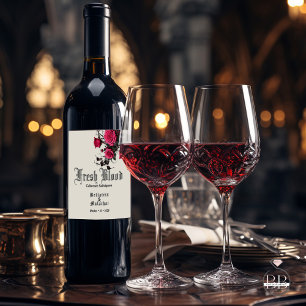 Goth Wedding Wine Crimson Roses Wine Label