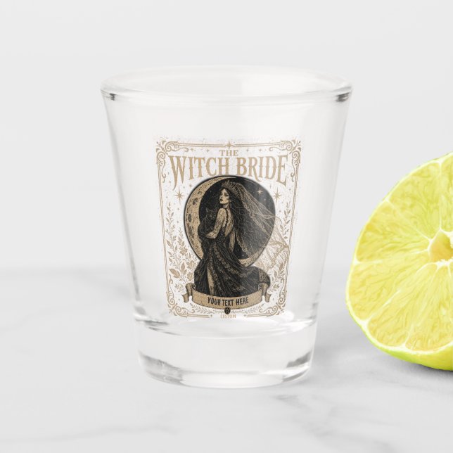 Goth Witch Bride Custom Bachelorette Keepsake Shot Glass (Front)