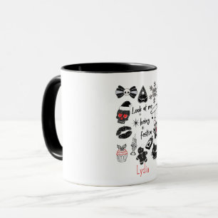 Goth Womens Christmas Festive Doodles Mug