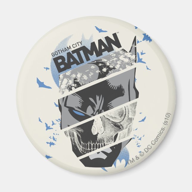 Gotham City Batman Skull Collage Magnet (Front)