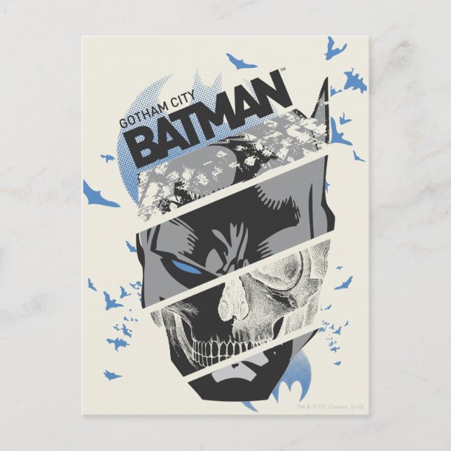 Gotham City Batman Skull Collage Postcard (Front)