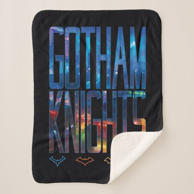 Gotham Knights City Lettering Sherpa Blanket (Front)