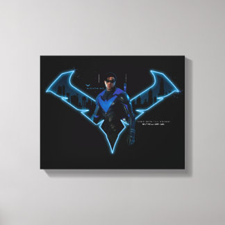 Gotham Knights Nightwing in Logo Canvas Print