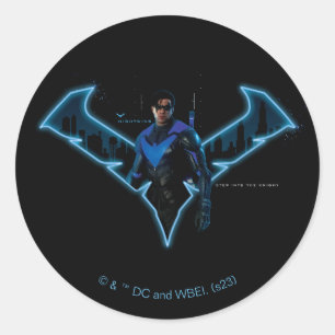 Gotham Knights Nightwing in Logo Classic Round Sticker