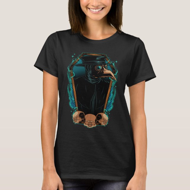 Gothcore Steampunk Plague Doctor Dr in Coffin Medi T-Shirt (Front)