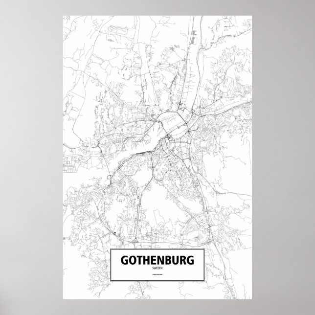 Gothenburg, Sweden (black on white) Poster (Front)