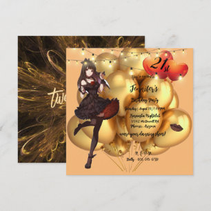 Gothic 21st Birthday Party Balloons Lights Invitat Invitation