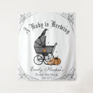 Gothic A Baby is Brewing Baby Shower Backdrop Tapestry
