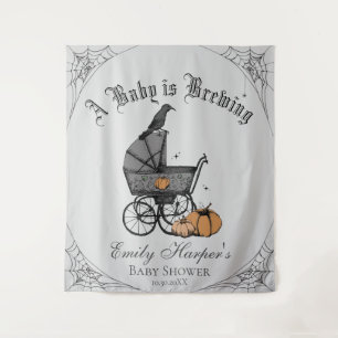 Gothic A Baby is Brewing Baby Shower Backdrop Tapestry