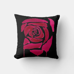 Gothic Abstract rose original watercolor floral Cushion