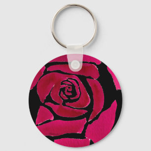 Gothic abstract rose watercolor origianal art key ring