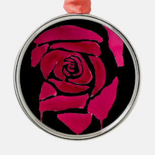 Gothic abstract rose watercolor origianal art metal tree decoration