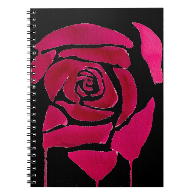 Gothic abstract rose watercolor origianal art notebook (Front)