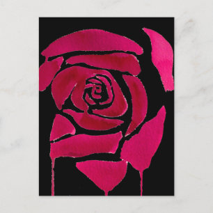 Gothic abstract rose watercolor origianal art postcard
