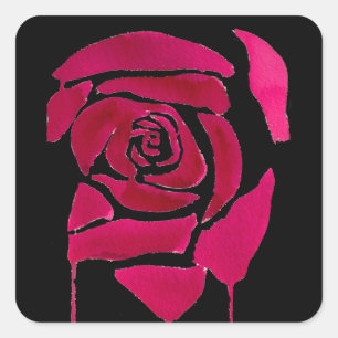 Gothic abstract rose watercolor origianal art square sticker