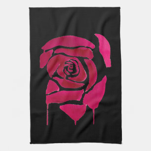 Gothic abstract rose watercolor origianal art tea towel