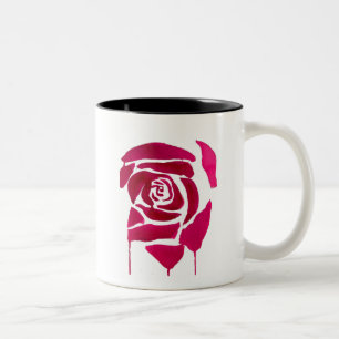 Gothic abstract rose watercolor origianal art Two-Tone coffee mug