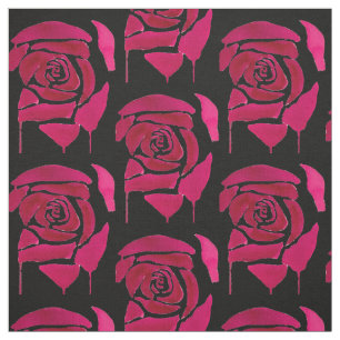 Gothic Abstract watercolor rose original floral Fabric
