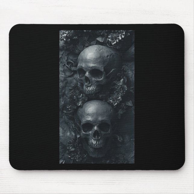 Gothic Aesthetic Grunge Skull Art Botanical Edgy  Mouse Mat (Front)