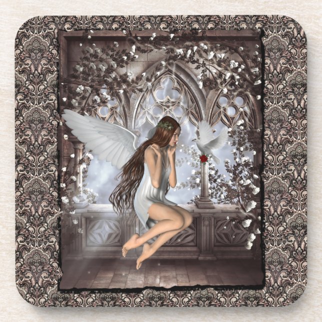 Gothic Angel and Her Dove Coaster (Front)