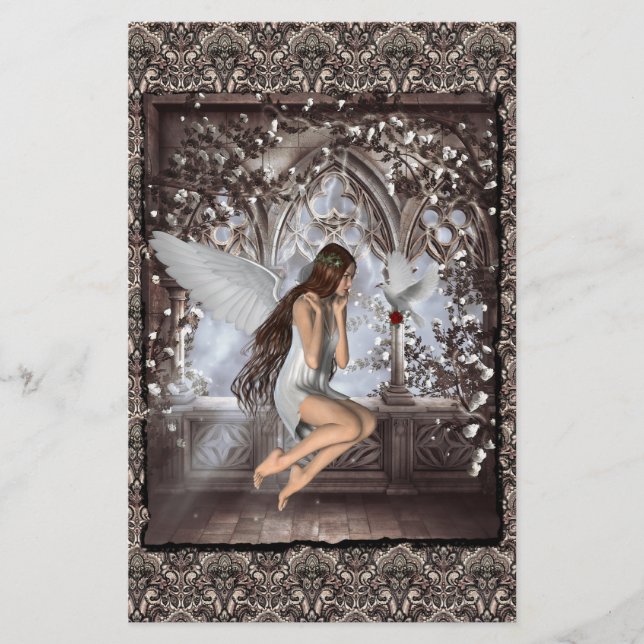 Gothic Angel and Her Dove Stationery (Front)
