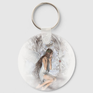 Gothic Angel and Her Dove Vignette Key Ring