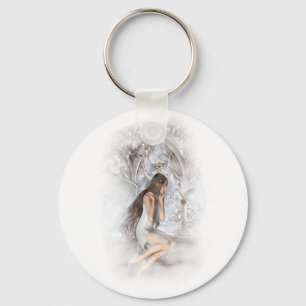 Gothic Angel and Her Dove Vignette Key Ring
