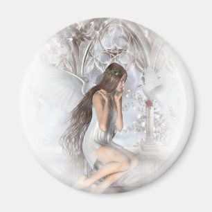 Gothic Angel and Her Dove Vignette Magnet